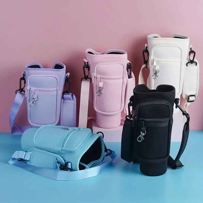 Insulated Neoprene Water Bottle Carrier Bag – Crossbody Pouch with Phone Pocket & Adjustable Strap for Stanley 40oz Tumbler