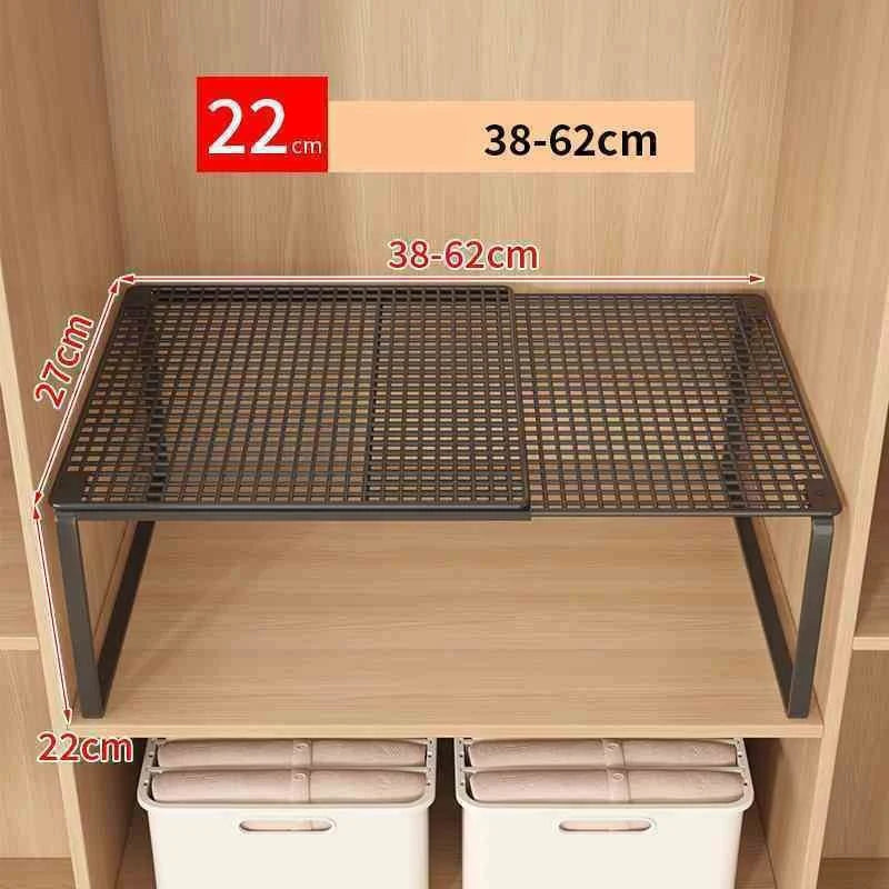 Expandable Metal Closet Shelf Organizer – Stackable, Black or White
