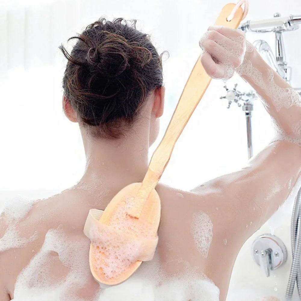 Wooden Body Brush with Detachable Long Handle