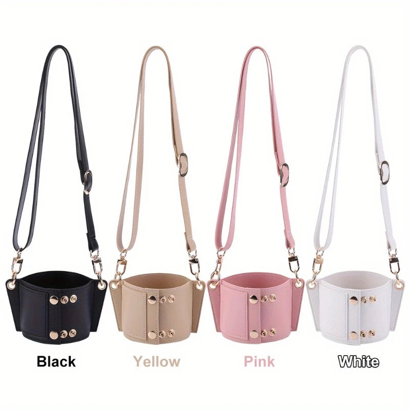 Adjustable Faux Leather Tumbler Carrier Strap – Crossbody Holder for 40oz Cups & Water Bottles