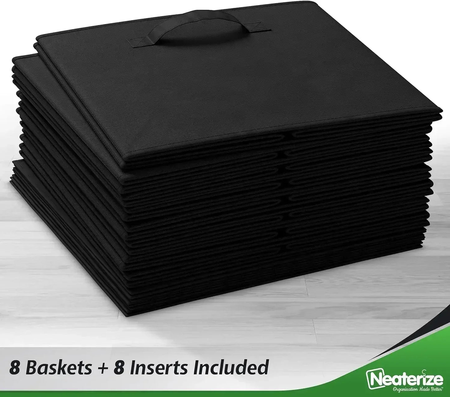 8-Pack Fabric Storage Cubes for Cube Organizer – 13 Inch Heavy Duty Black Bins with Handles