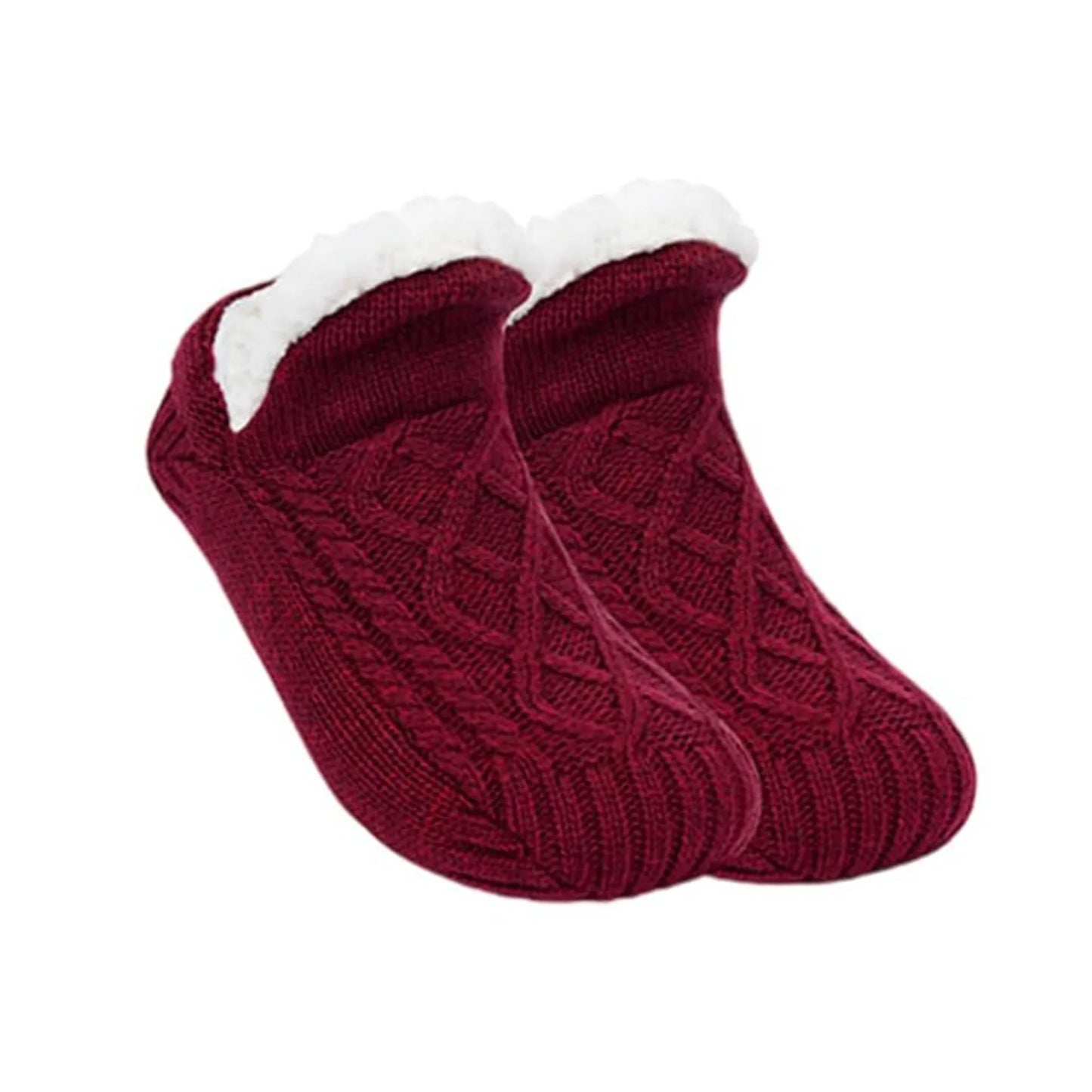Fuzzy Fleece-Lined Non-Slip Slipper Socks – Super Warm Knit Indoor Home Wear (Unisex)