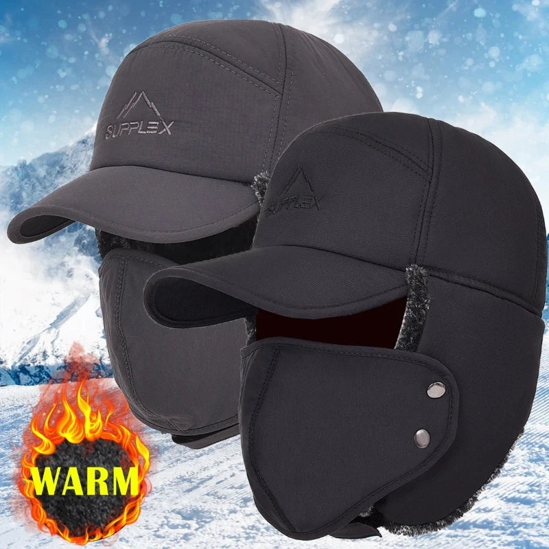 2024 Solid Color Winter Hat with Ear Flaps and Removable Face Covering – Warm, Stylish, and Unisex Cold Weather Gear