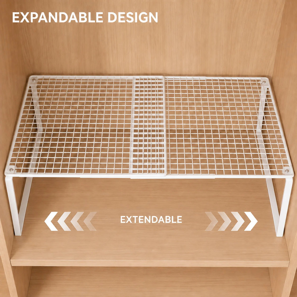 Expandable Metal Closet Shelf Organizer – Stackable, Black or White