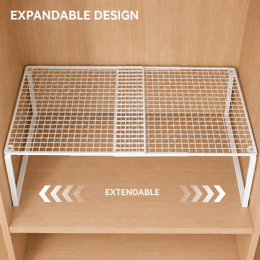 Expandable Metal Closet Shelf Organizer – Stackable, Black or White