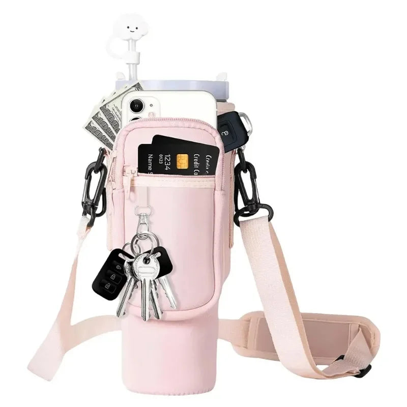 Insulated Neoprene Water Bottle Carrier Bag – Crossbody Pouch with Phone Pocket & Adjustable Strap for Stanley 40oz Tumbler