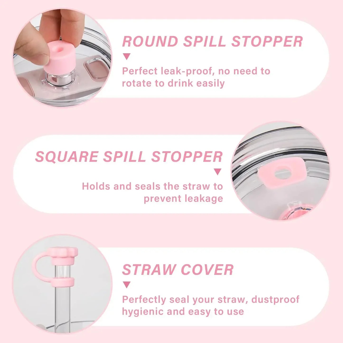 10-Piece Pink Tumbler Accessory Kit – Personalized Letter & Bow Set with Spill Stoppers & Charms