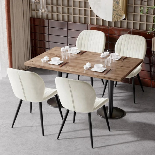 Set of 4 Modern Upholstered Dining Chairs with Cushions, Fabric Accent Chairs