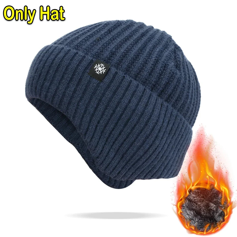 ❄️ Men’s Thermal Winter Beanie with Ear Protection – Thick Plush-Lined Knitted Hat