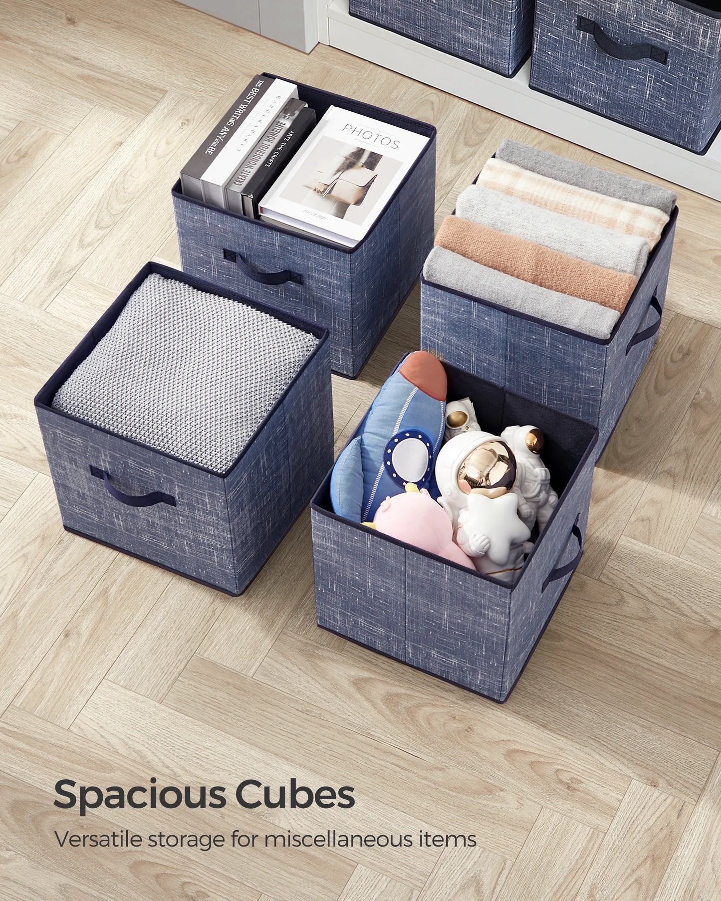 Foldable Fabric Storage Cubes 6-Pack – 11.8" Non-Woven Closet Organizer Bins with Dual Handles for Shelves, Clothes & Home Organization