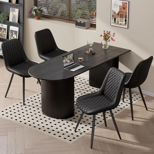 Set of 4 Modern PU Leather Dining Chairs with Metal Legs – Ergonomic & Upholstered Kitchen Chairs for Dining Room or Office