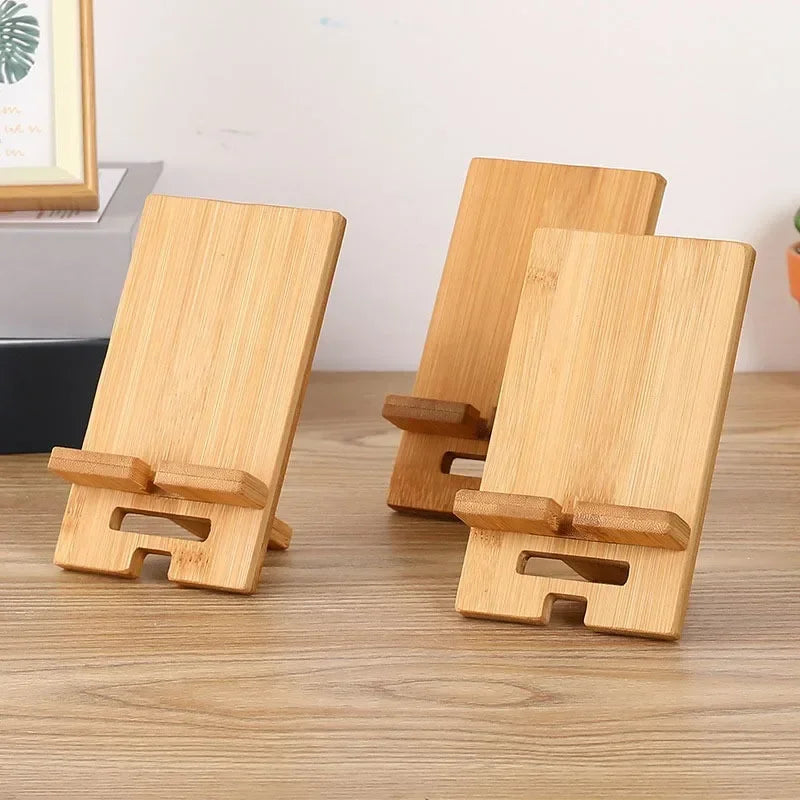 Bamboo Phone Stand with Charging Cable Slot