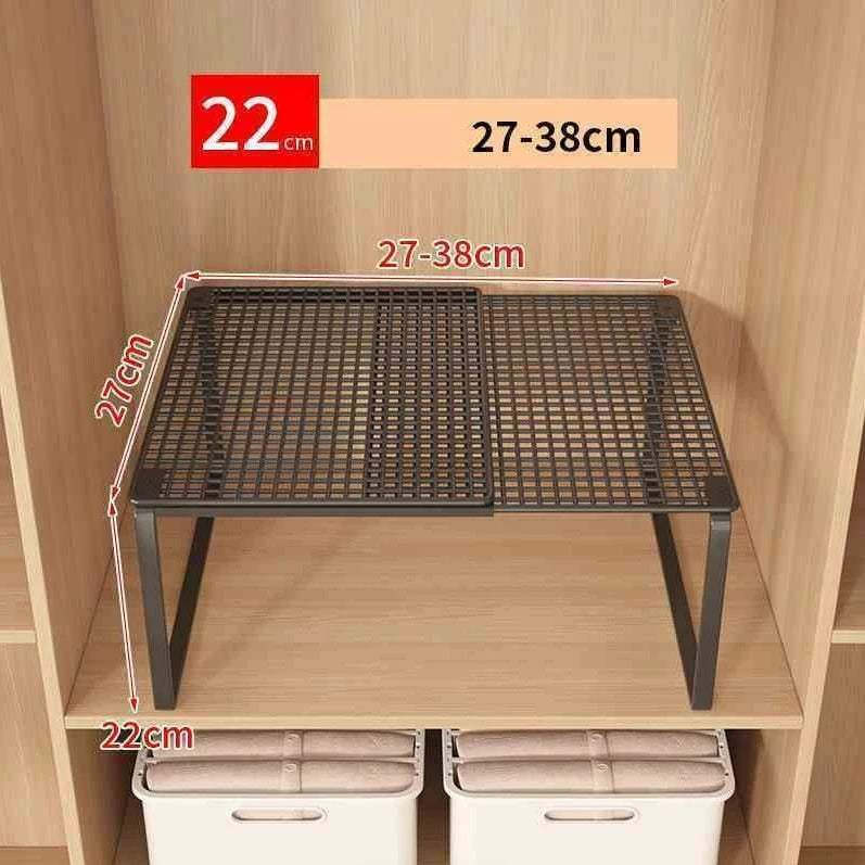 Expandable Metal Closet Shelf Organizer – Stackable, Black or White