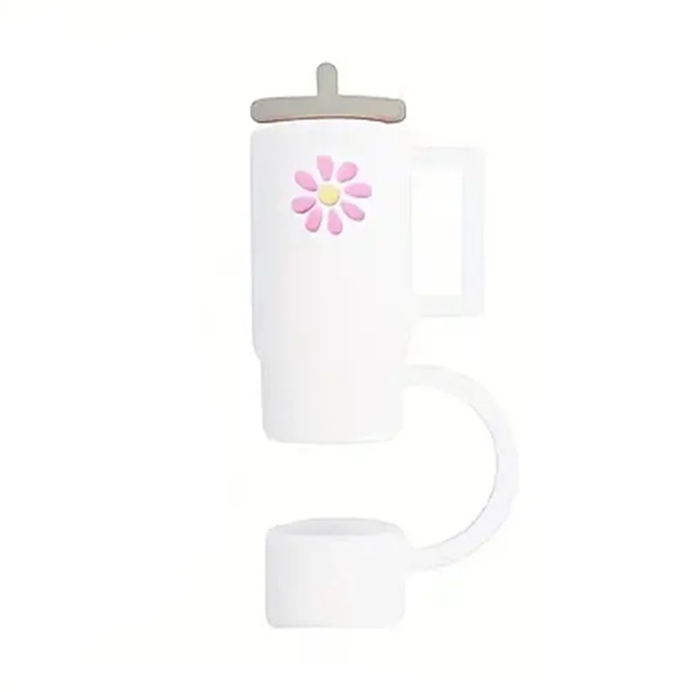 5-Pack Silicone Straw Covers for Stanley 30 & 40 Oz Tumblers – Cute Mini Tumbler with Flower Design (10mm)