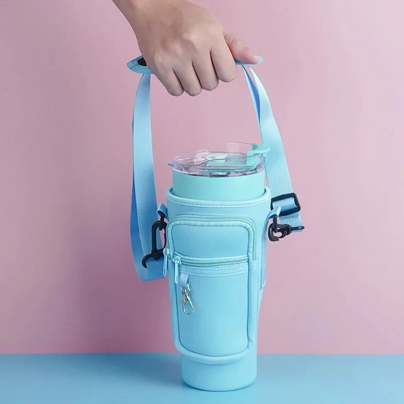 Insulated Neoprene Water Bottle Carrier Bag – Crossbody Pouch with Phone Pocket & Adjustable Strap for Stanley 40oz Tumbler