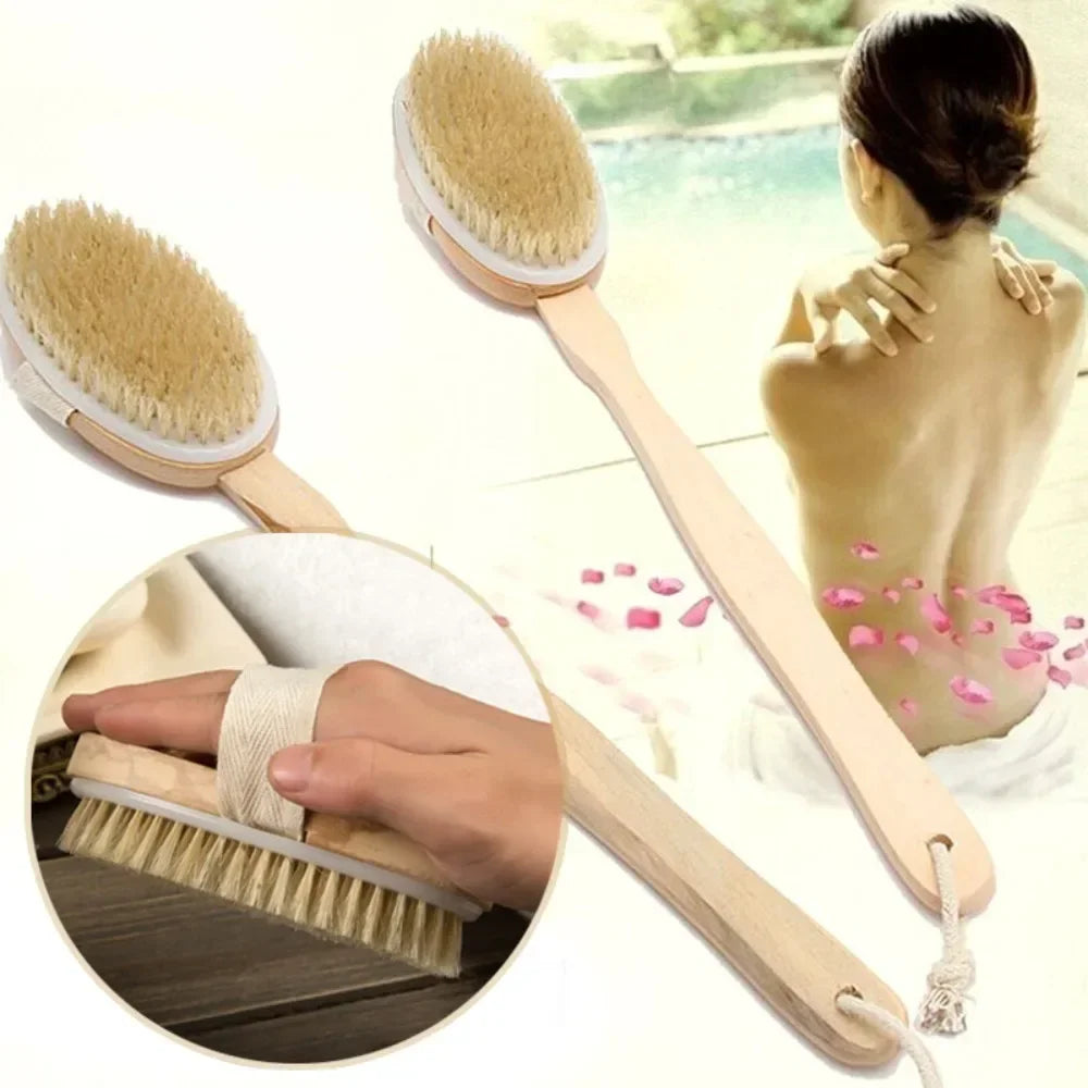 Wooden Body Brush with Detachable Long Handle
