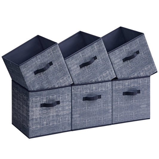 Foldable Fabric Storage Cubes 6-Pack – 11.8" Non-Woven Closet Organizer Bins with Dual Handles for Shelves, Clothes & Home Organization