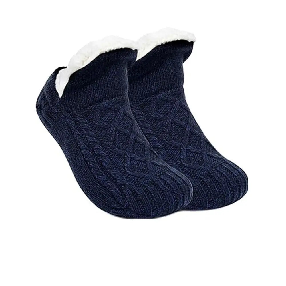 Fuzzy Fleece-Lined Non-Slip Slipper Socks – Super Warm Knit Indoor Home Wear (Unisex)