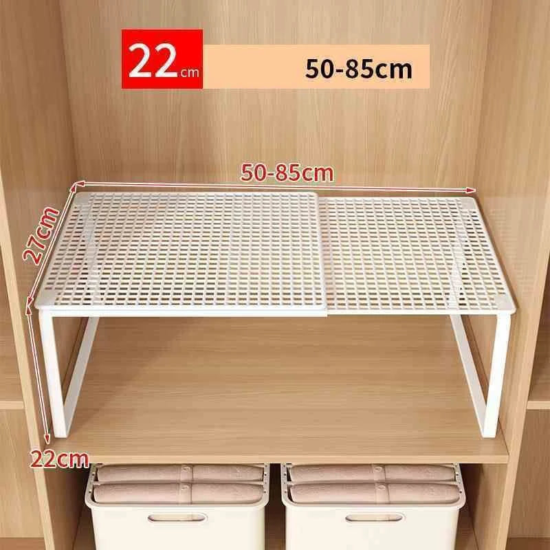 Expandable Metal Closet Shelf Organizer – Stackable, Black or White
