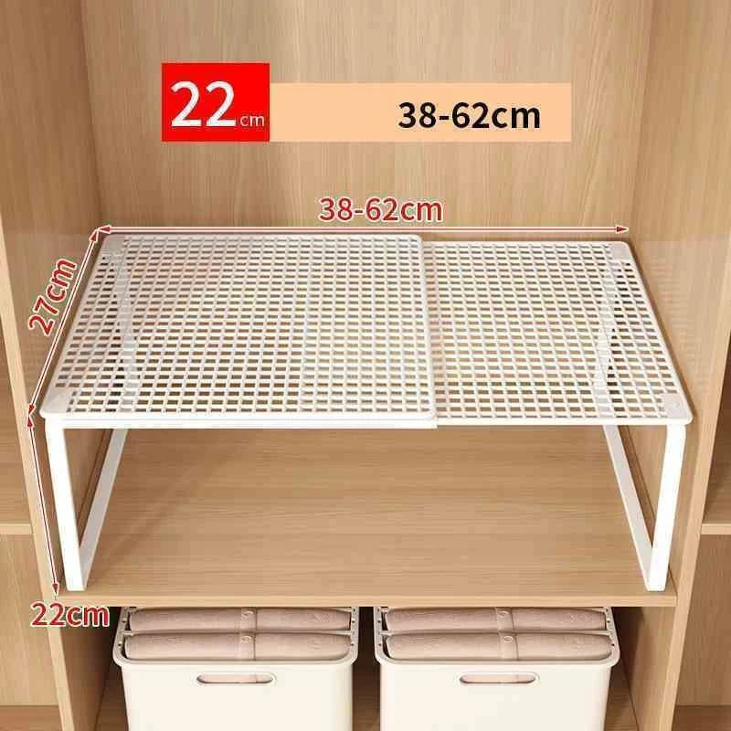 Expandable Metal Closet Shelf Organizer – Stackable, Black or White