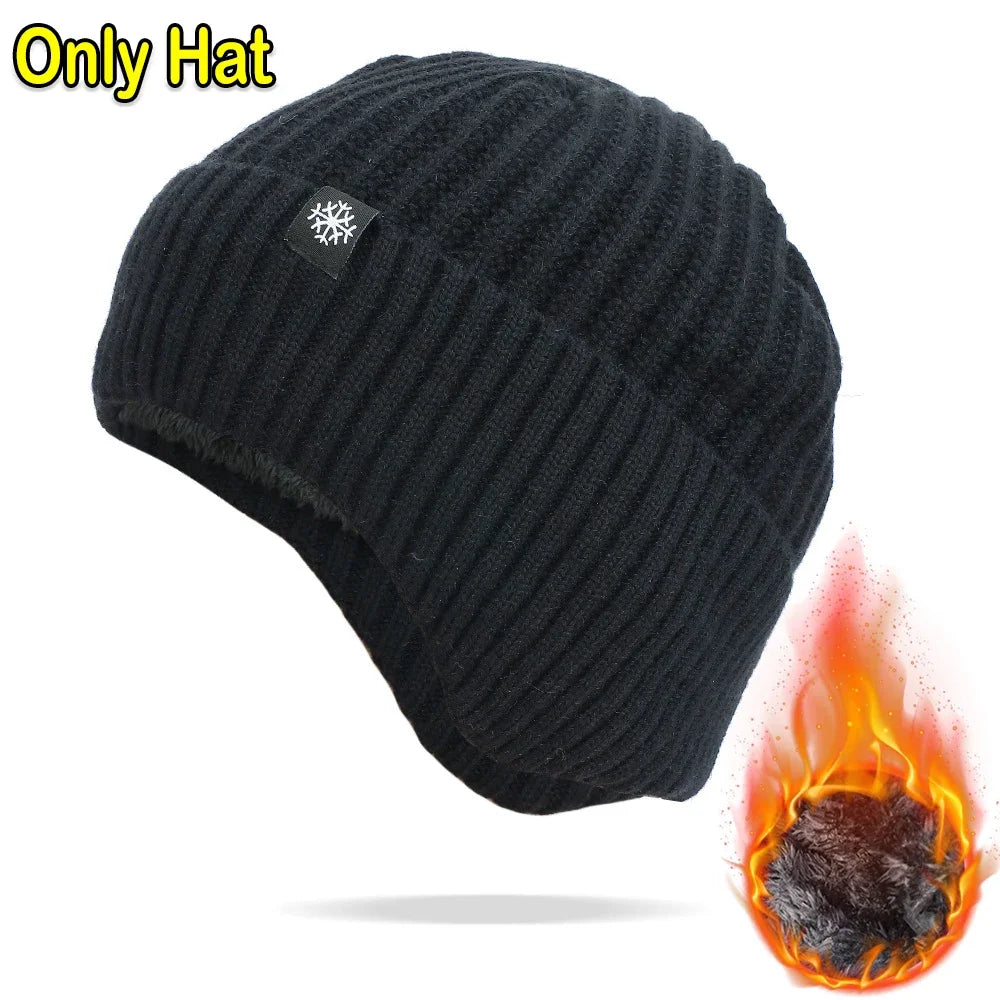 ❄️ Men’s Thermal Winter Beanie with Ear Protection – Thick Plush-Lined Knitted Hat