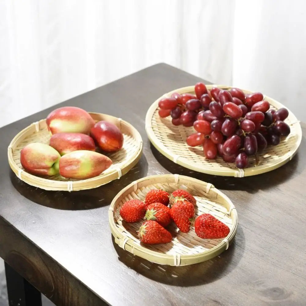 Round Woven Bamboo Decorative Tray