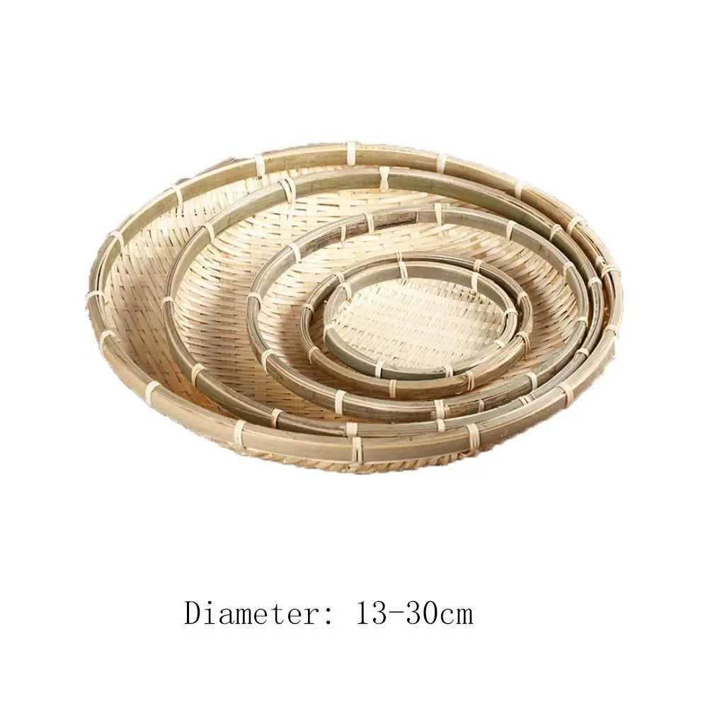 Round Woven Bamboo Decorative Tray