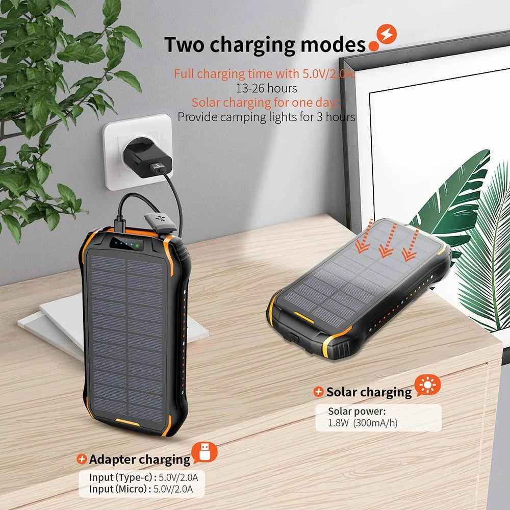 Solar-Powered Wireless Charging Power Bank for Phones | 26800mAh | 18 LED Flash light - goosavvy.com