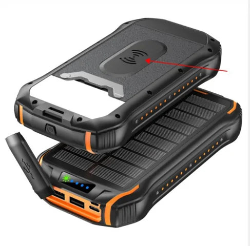 Solar-Powered Wireless Charging Power Bank for Phones | 26800mAh | 18 LED Flash light - goosavvy.com