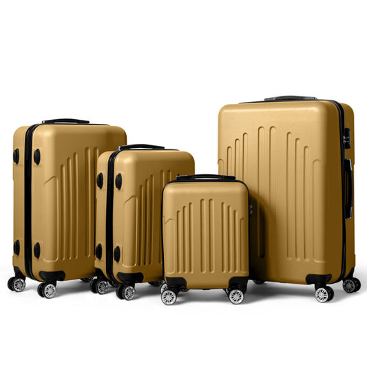 4-Piece Mustard Yellow Luggage Set - ABS Hard Shell, Double Wheels & TSA Lock - goosavvy.com