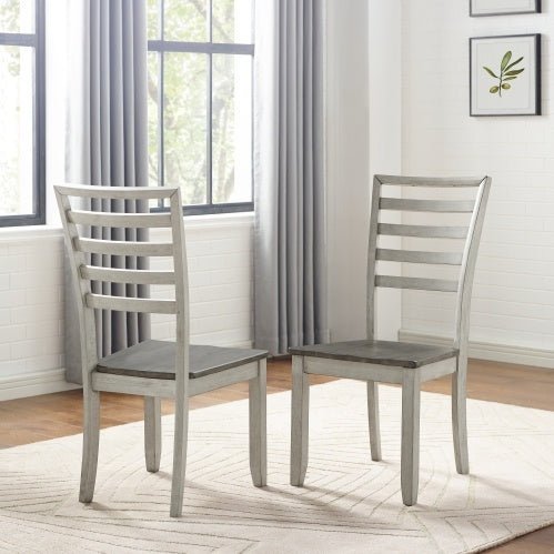 Abacus Set of 2 Side Chairs – Dark Brown Ladderback with Two - Tone Finish - goosavvy.com