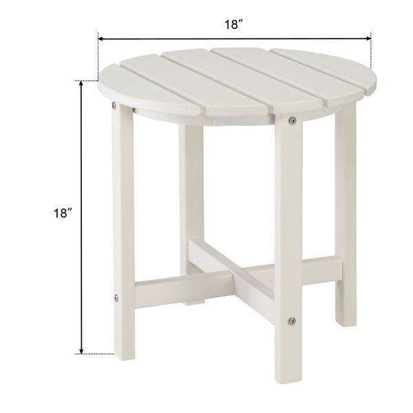 All - Weather White Round Outdoor Side Table – Poly Lumber Patio End Table - goosavvy.com