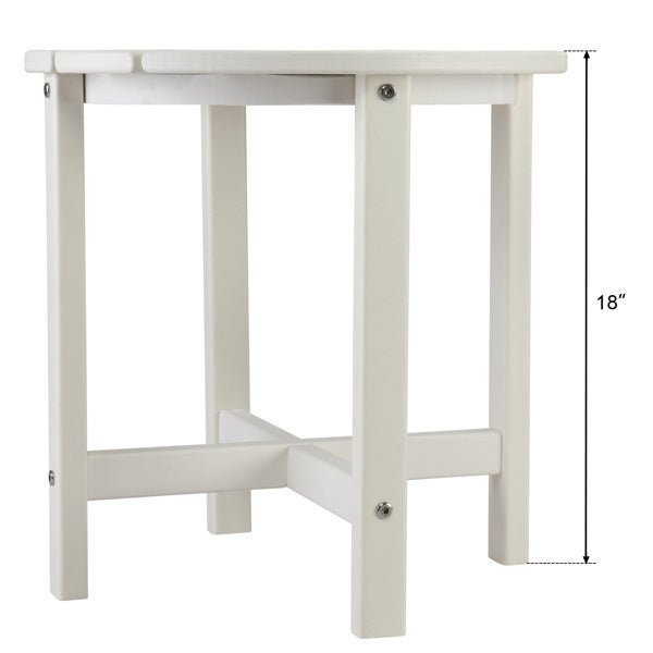 All - Weather White Round Outdoor Side Table – Poly Lumber Patio End Table - goosavvy.com