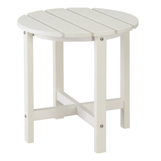 All - Weather White Round Outdoor Side Table – Poly Lumber Patio End Table - goosavvy.com