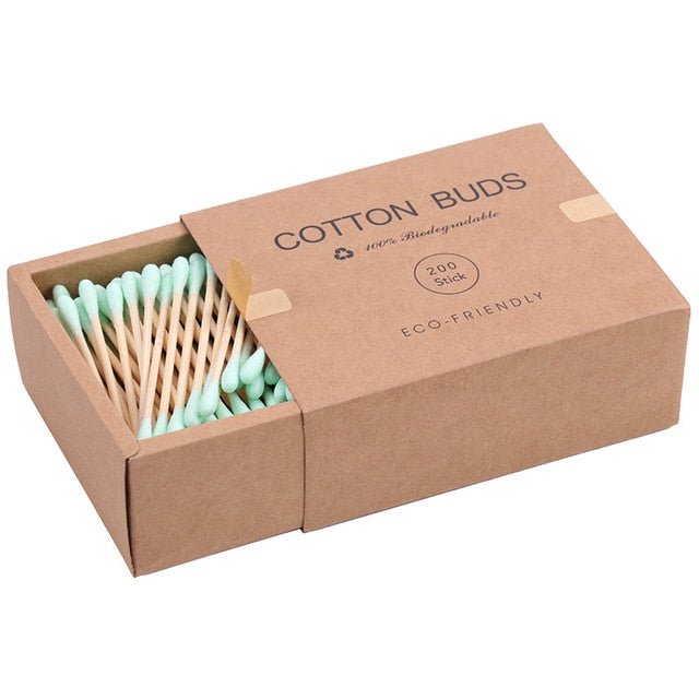 Bamboo Cotton Swabs | Double Sided Compostable Cotton Buds | Organic Q Tips | 200 pieces - goosavvy.com