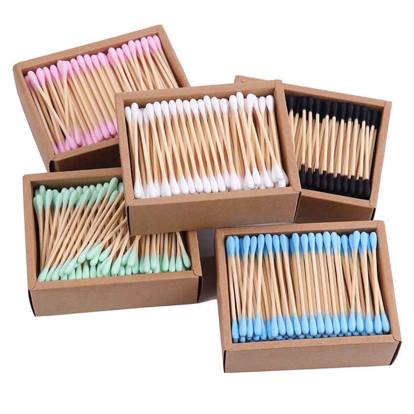 Bamboo Cotton Swabs | Double Sided Compostable Cotton Buds | Organic Q Tips | 200 pieces - goosavvy.com