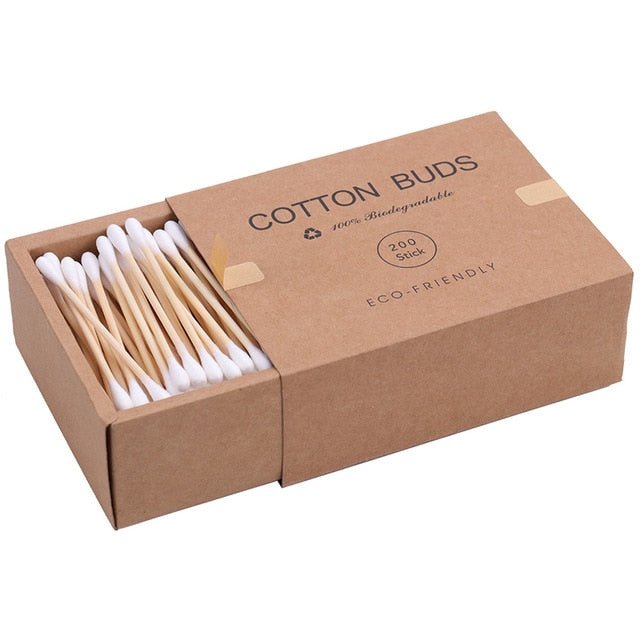 Bamboo Cotton Swabs | Double Sided Compostable Cotton Buds | Organic Q Tips | 200 pieces - goosavvy.com