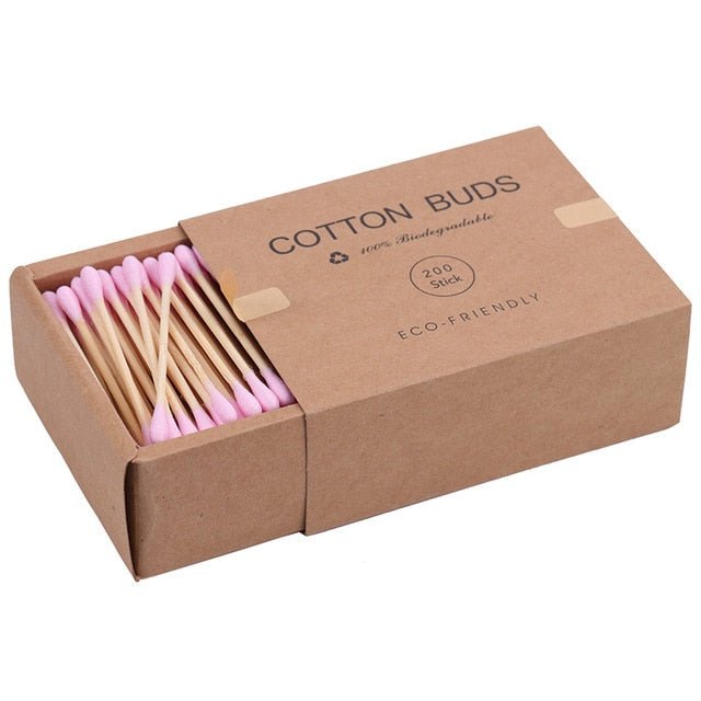 Bamboo Cotton Swabs | Double Sided Compostable Cotton Buds | Organic Q Tips | 200 pieces - goosavvy.com