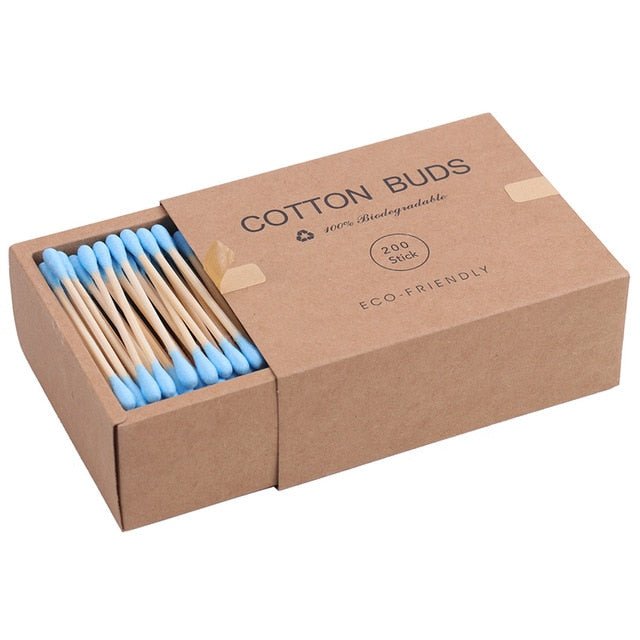 Bamboo Cotton Swabs | Double Sided Compostable Cotton Buds | Organic Q Tips | 200 pieces - goosavvy.com