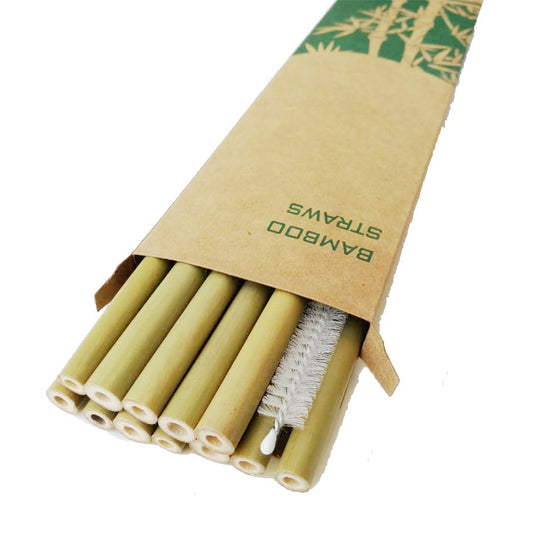 Bamboo Drinking Straws – 12-Pack with Cleaning Brush - goosavvy.com