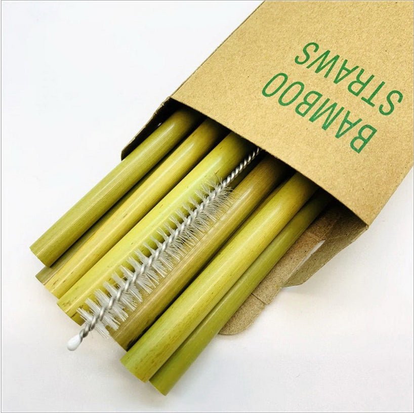 Bamboo Drinking Straws – 12-Pack with Cleaning Brush - goosavvy.com