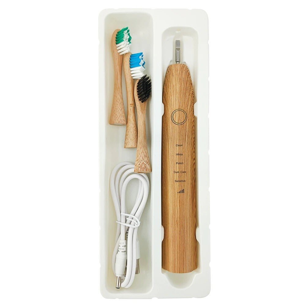 Bamboo Electric Toothbrush with Nylon Bristles (USB or wireless charging) - goosavvy.com