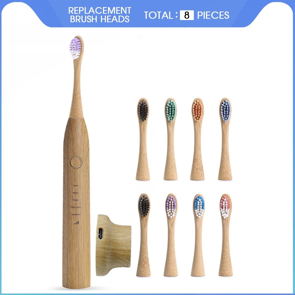 Bamboo Electric Toothbrush with Nylon Bristles (USB or wireless charging) - goosavvy.com