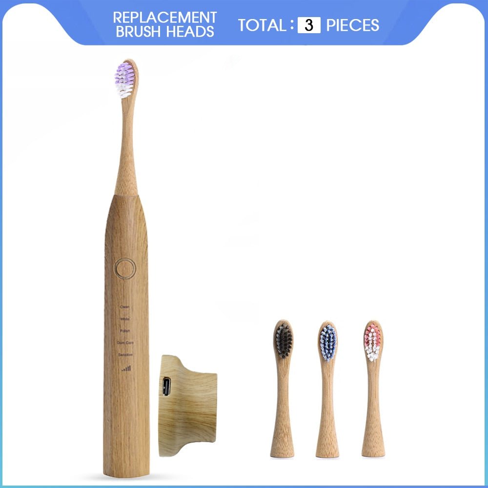 Bamboo Electric Toothbrush with Nylon Bristles (USB or wireless charging) - goosavvy.com