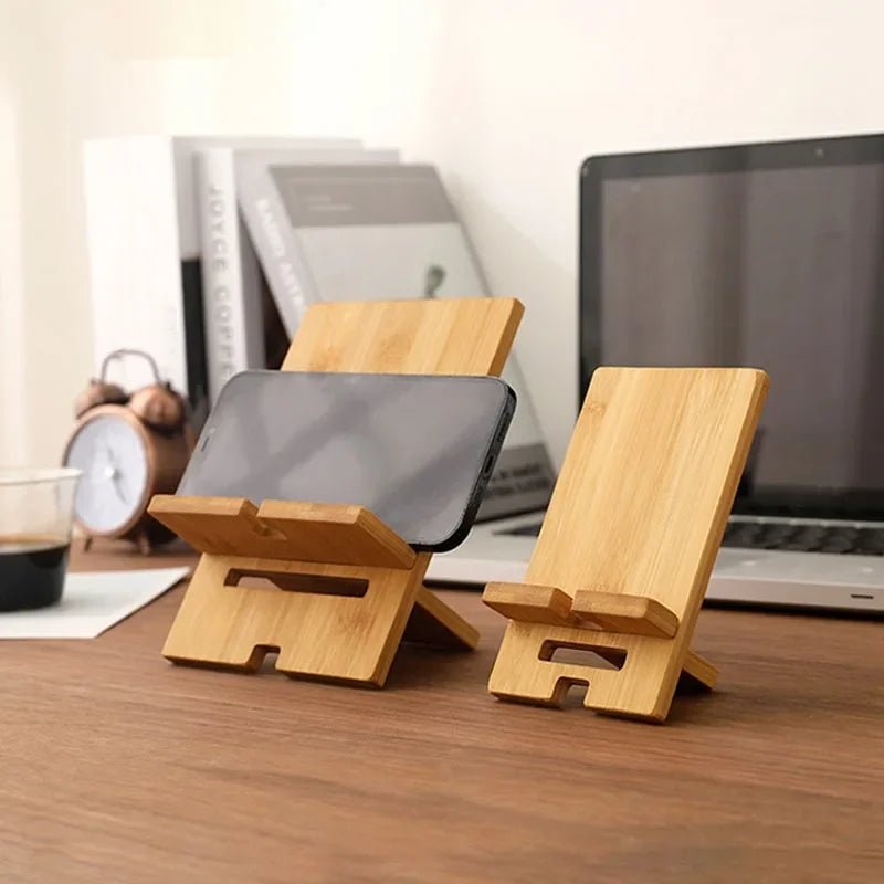 Bamboo Phone Stand with Charging Cable Slot - goosavvy.com