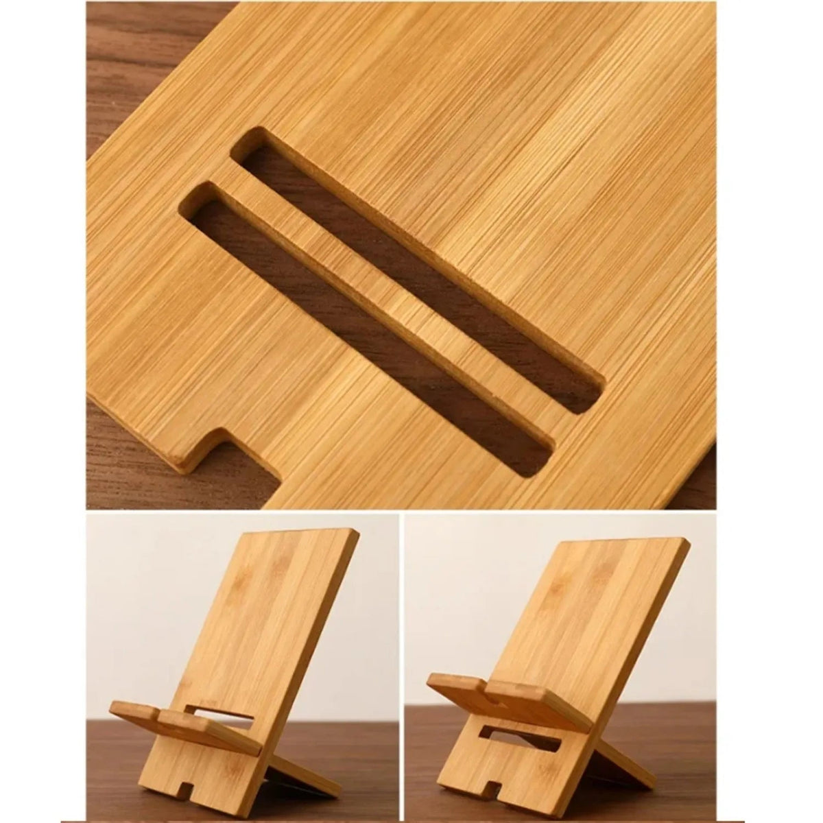 Bamboo Phone Stand with Charging Cable Slot - goosavvy.com