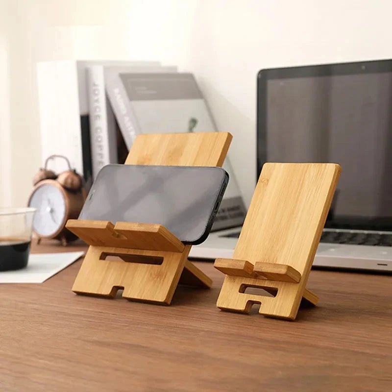 Bamboo Phone Stand with Charging Cable Slot - goosavvy.com