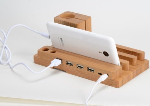 Bamboo Phone, Tablet & Apple Watch Desk Organizer and Charging Dock - goosavvy.com