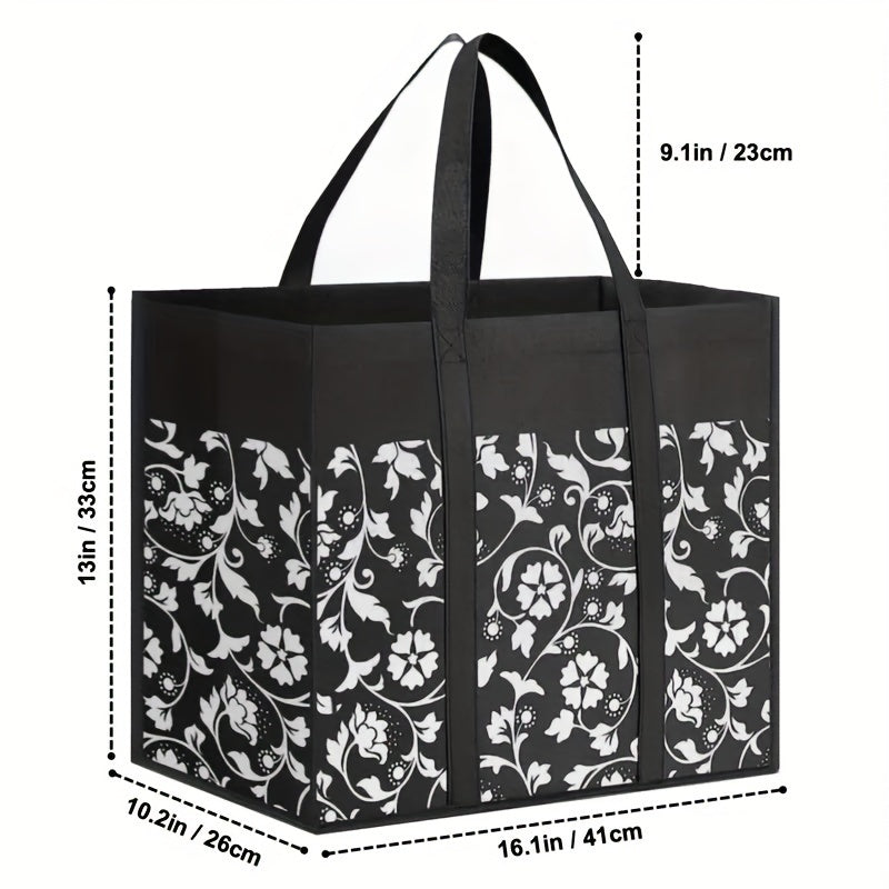 1pc Foldable Reusable Shopping Tote Bag – Water-Resistant & Heavy-Duty for Groceries – Reinforced Handles, Choose from 4 Stylish Patterns