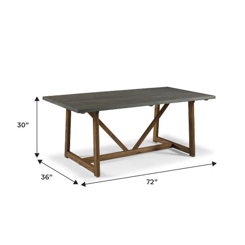 Modern Farmhouse Solid Wood V-Frame Trestle Dining Table - Grey Brown